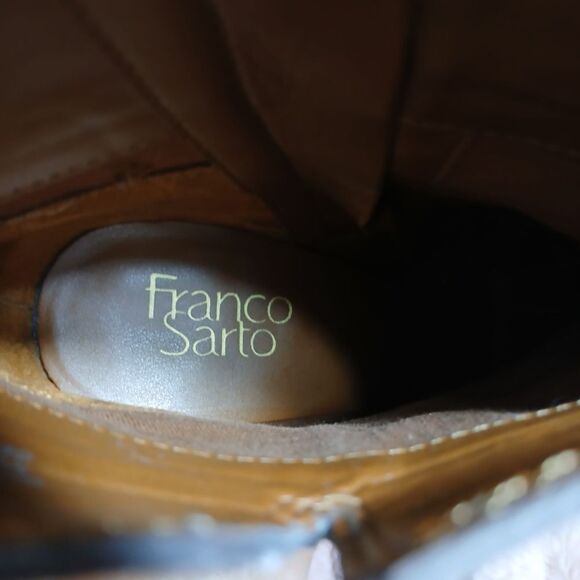 Franco Sarto Brown and Yellow Ankle Booties with Block Heel - Picture 9 of 11